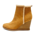 Sun Stone Women Camillia Faux Suede Ankle Wedge Boot