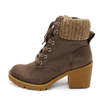 Sun Stone Women Romina Knit Top Combat & Lace-Up Boot