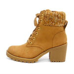 Sun Stone Women Romina Knit Top Combat & Lace-Up Boot